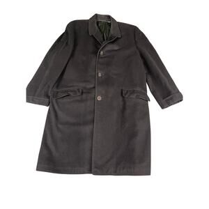 Vintage Alpacuna Mens Wool Overcoat Medium Black Detroit Hughes Hatcher Suffrin
